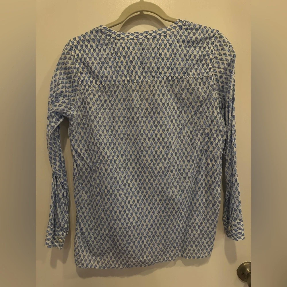 J.Crew Blue and White Women's Tunic Blouse - Picture 5 of 6